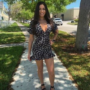 Navy Ditsy Floral Corset Dress